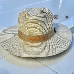 Fedora Sun Hat with a ribbon that says "VaCay” - Brand New!